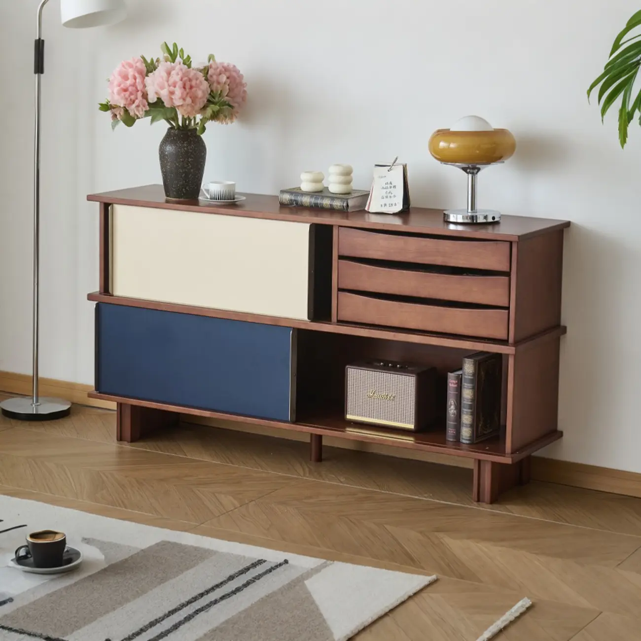 Mid-Century Modern Solid Wood Storage Cabinet with 3 Drawers Image - 11 | homeyfad