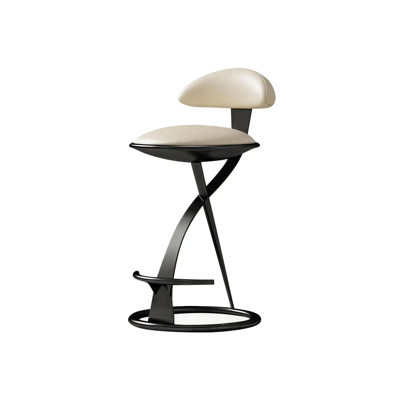 Luxury Gold Metal Frame Sleek Beige Leather Bar Stool Image - 12 | homeyfad