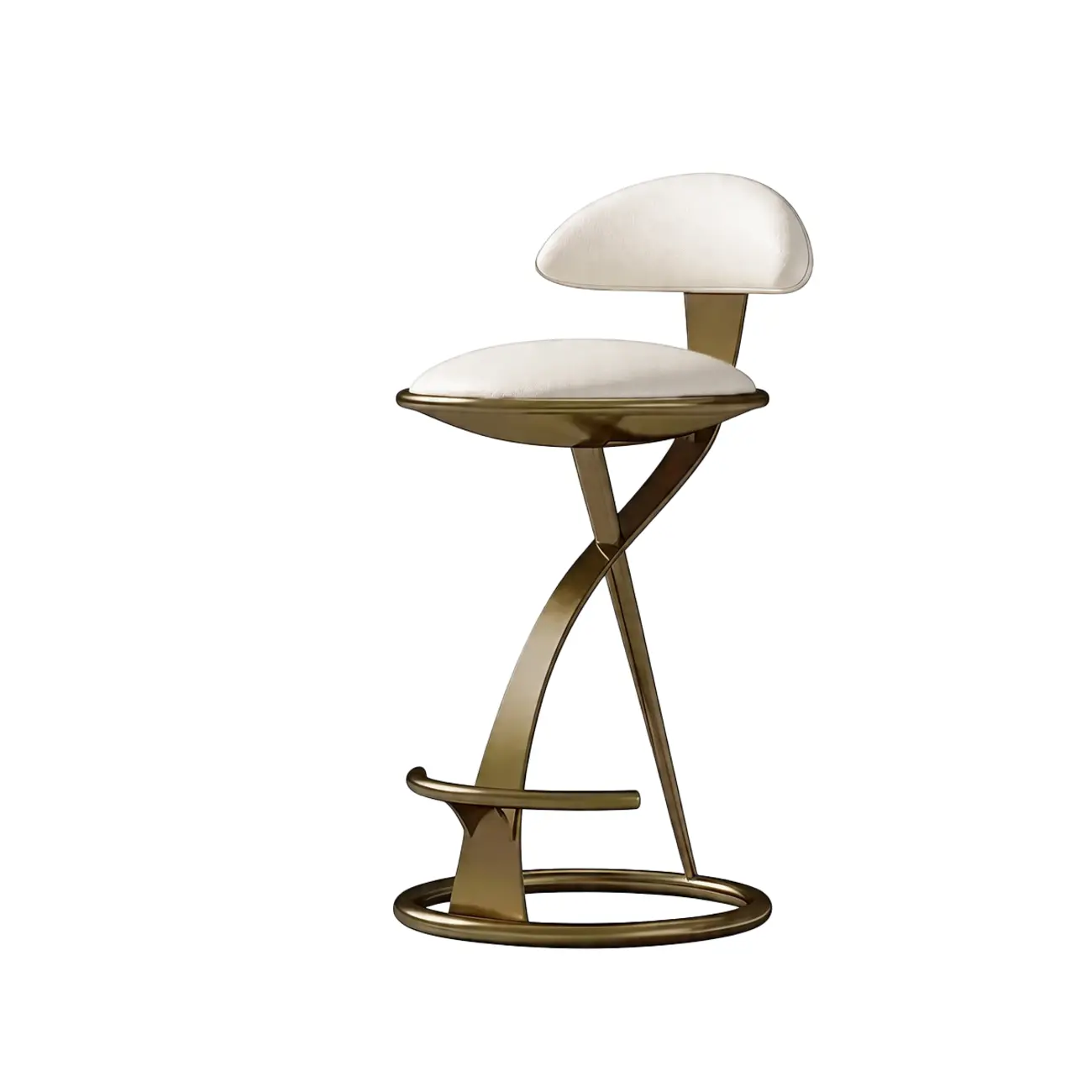 Luxury Gold Metal Frame Sleek Beige Leather Bar Stool Image - 14 | homeyfad