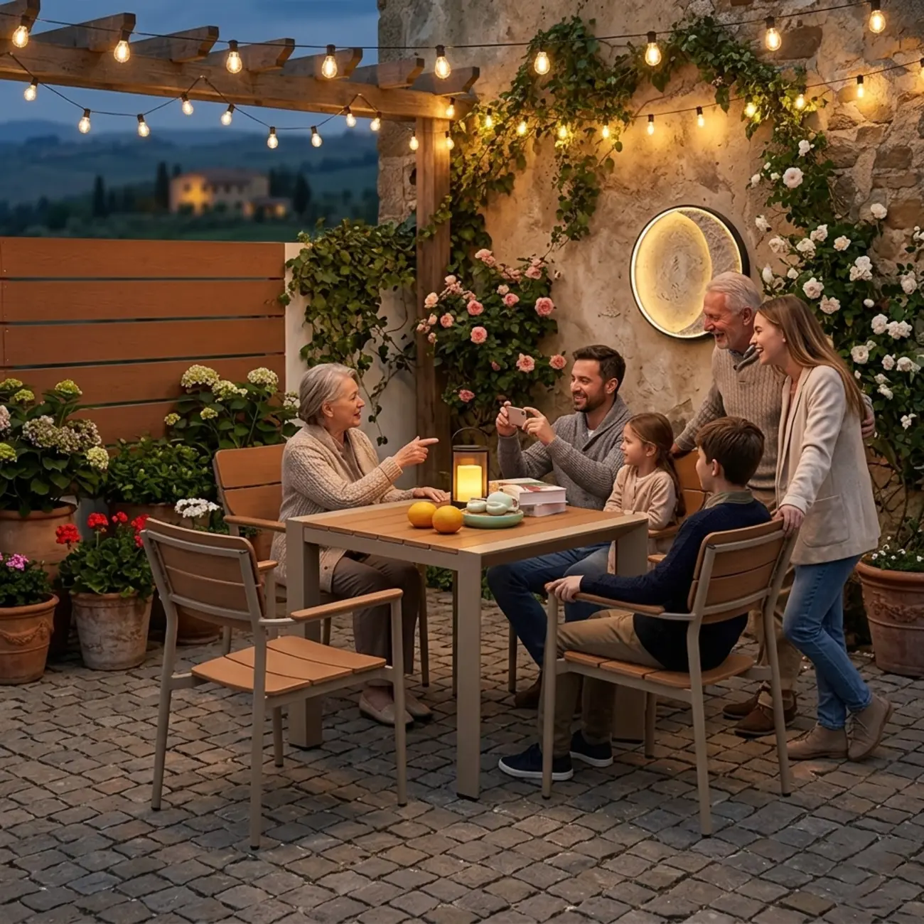 5 Piece Minimalist Wood Metal Patio Dining Set Image - 2 | homeyfad