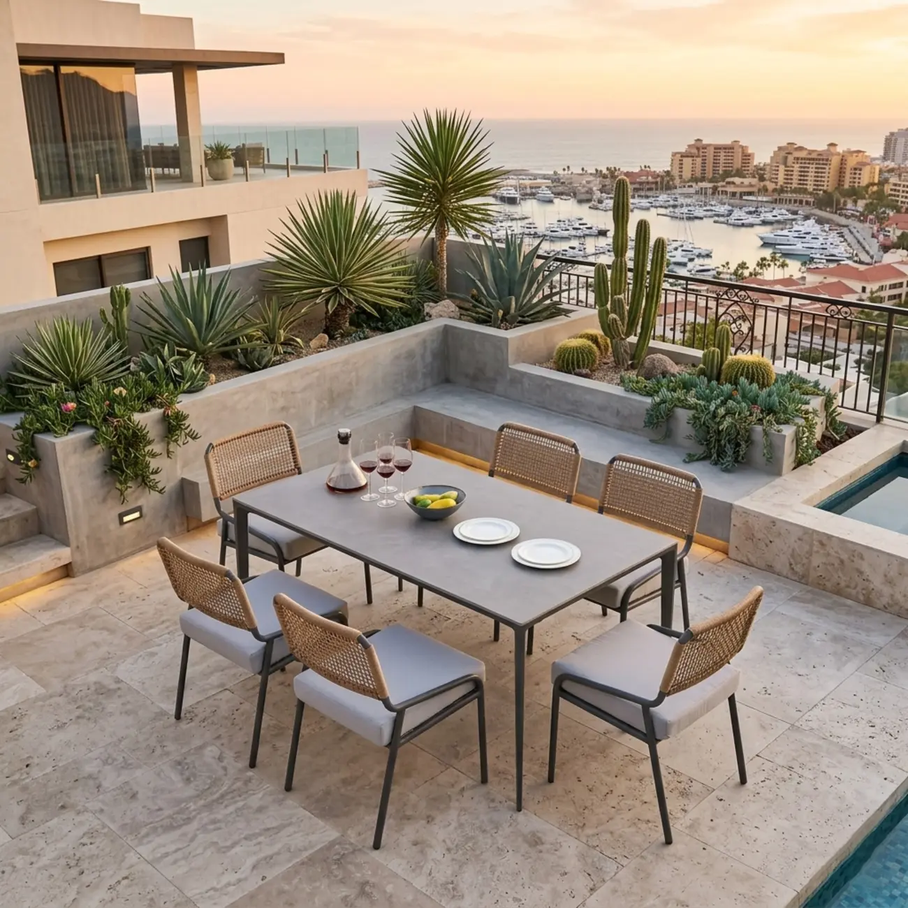 Outdoor Patio Dining Set Grey Sintered Stone Bistro Table Image - 1 | homeyfad