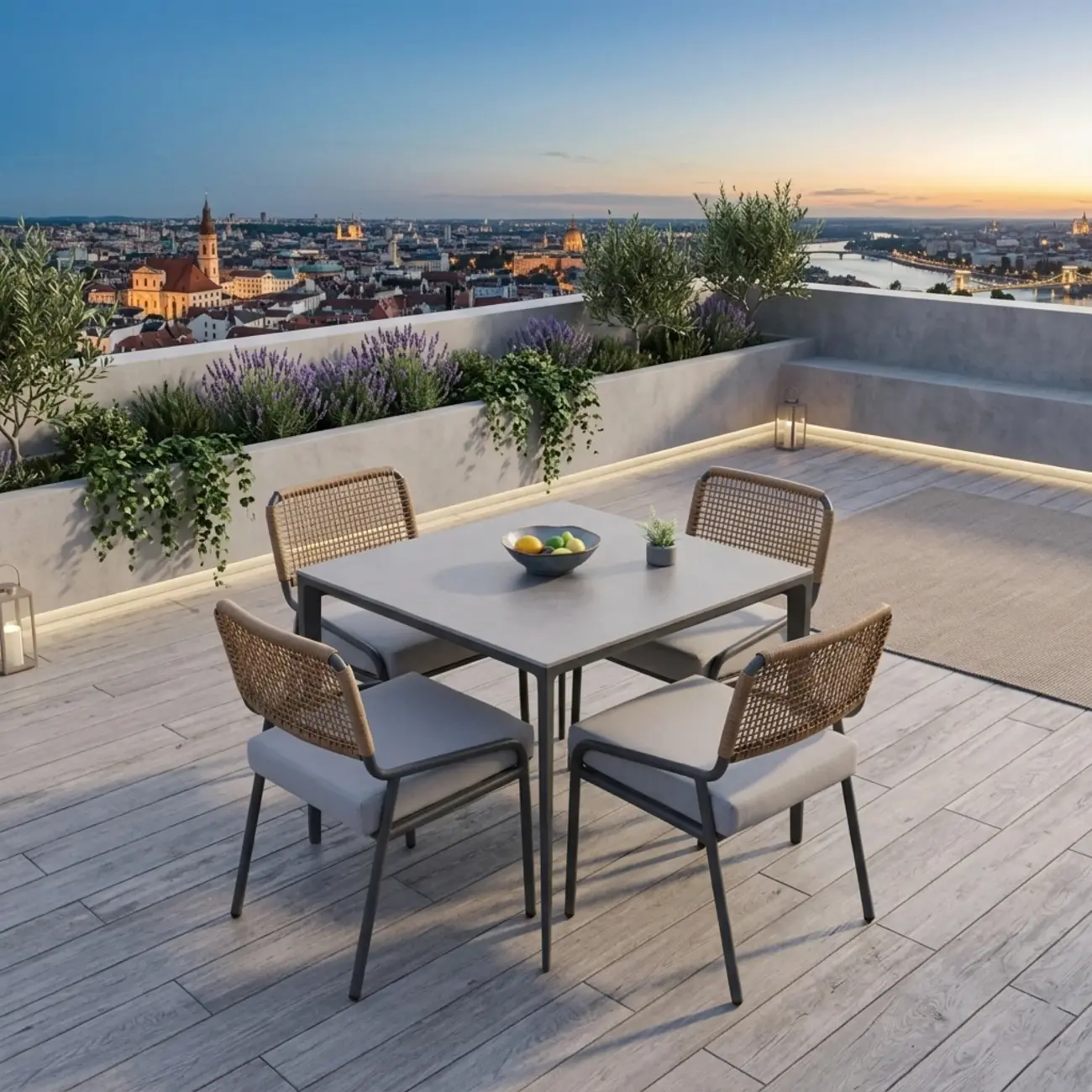 Outdoor Patio Dining Set Grey Sintered Stone Bistro Table Image - 2 | homeyfad