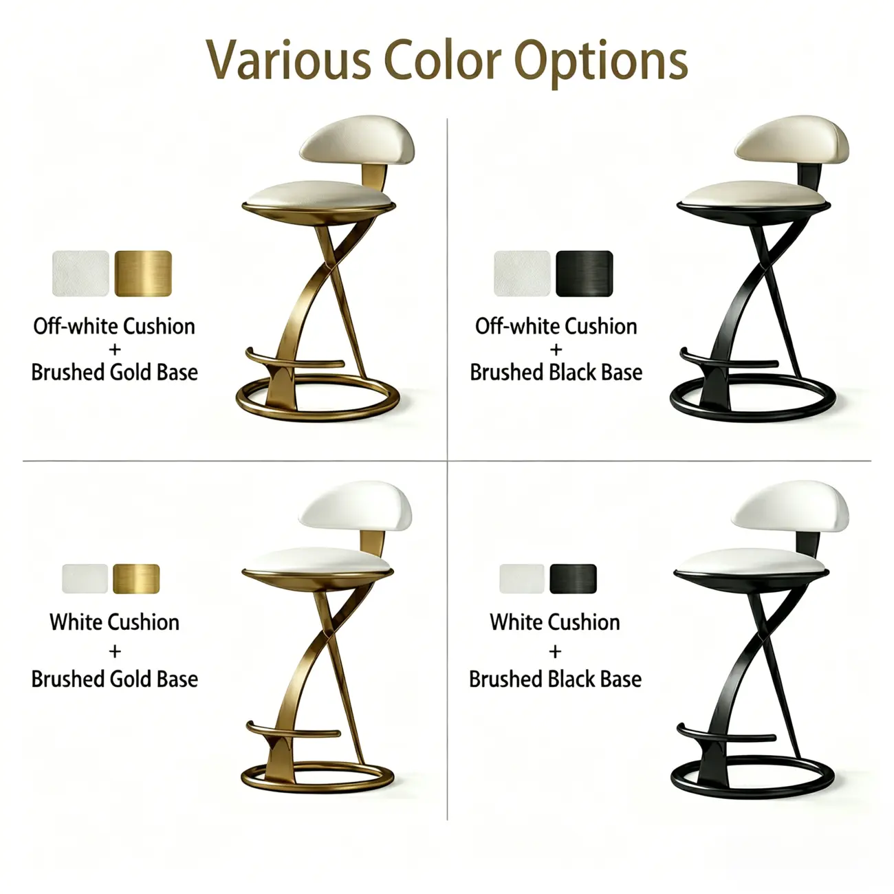 Luxury Gold Metal Frame Sleek Beige Leather Bar Stool Image - 11 | homeyfad