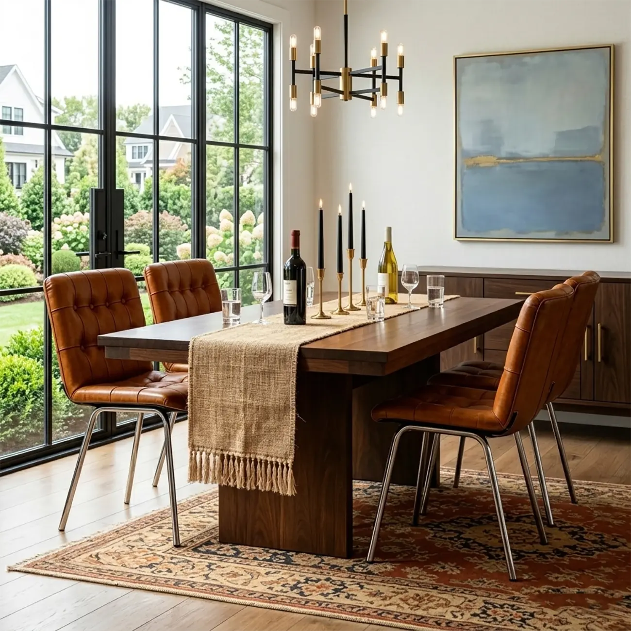 Industrial Modern Button-tufted Back Leather Dining Chairs Image - 2 | homeyfad