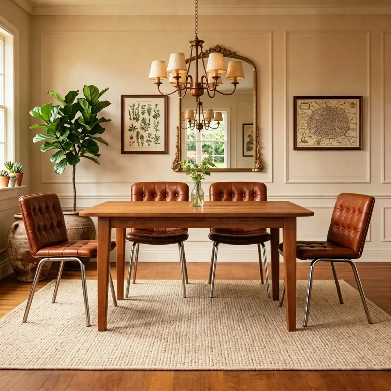 Industrial Modern Button-tufted Back Leather Dining Chairs Image - 3 | homeyfad