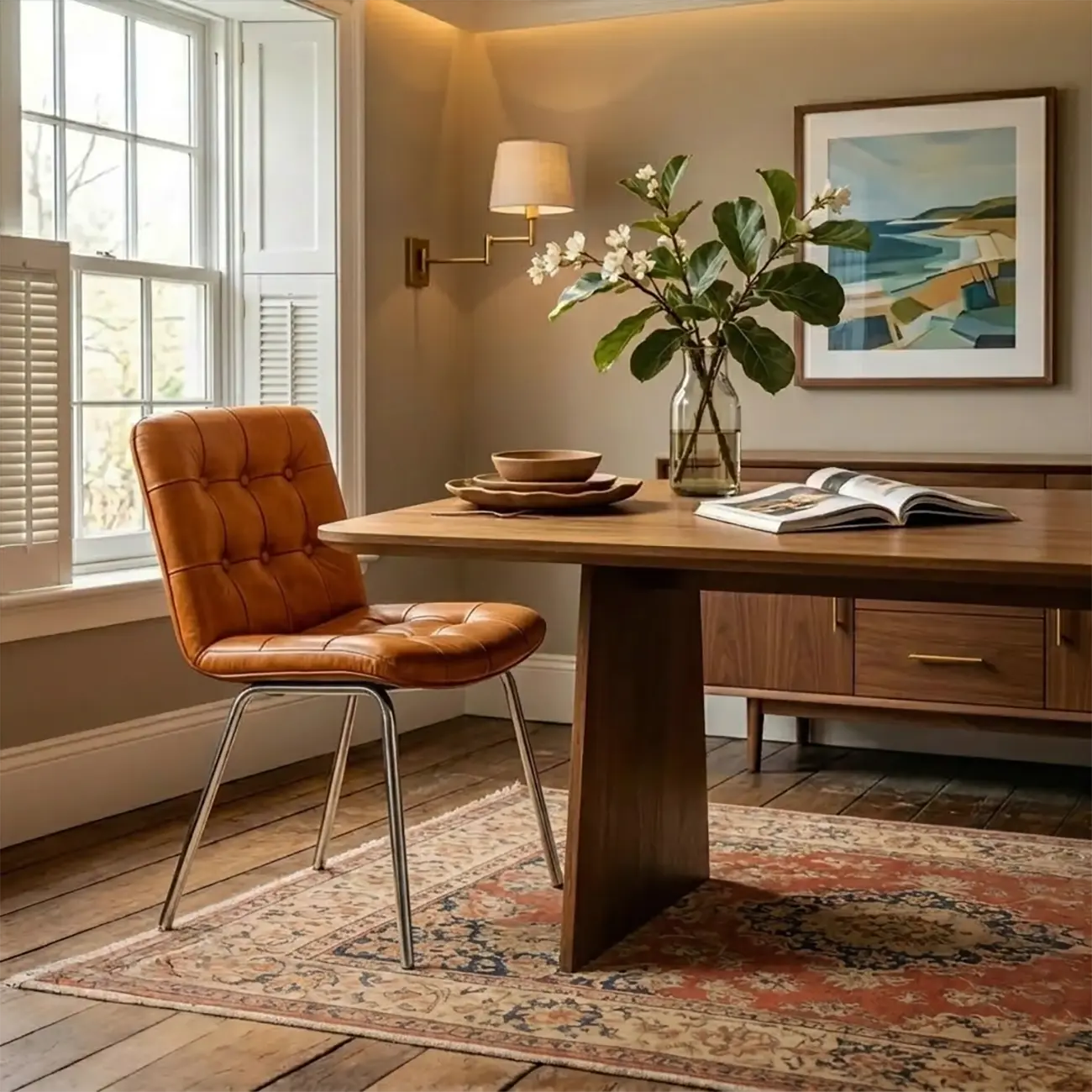 Industrial Modern Button-tufted Back Leather Dining Chairs Image - 1 | homeyfad