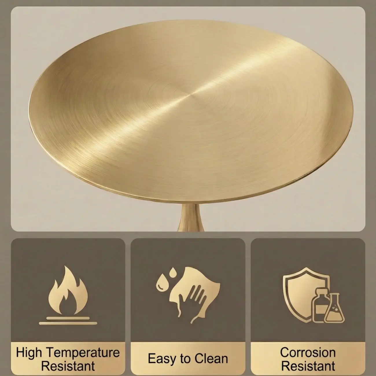 Glam Gold Stone Round Side Table for Living Room Image - 5 | homeyfad