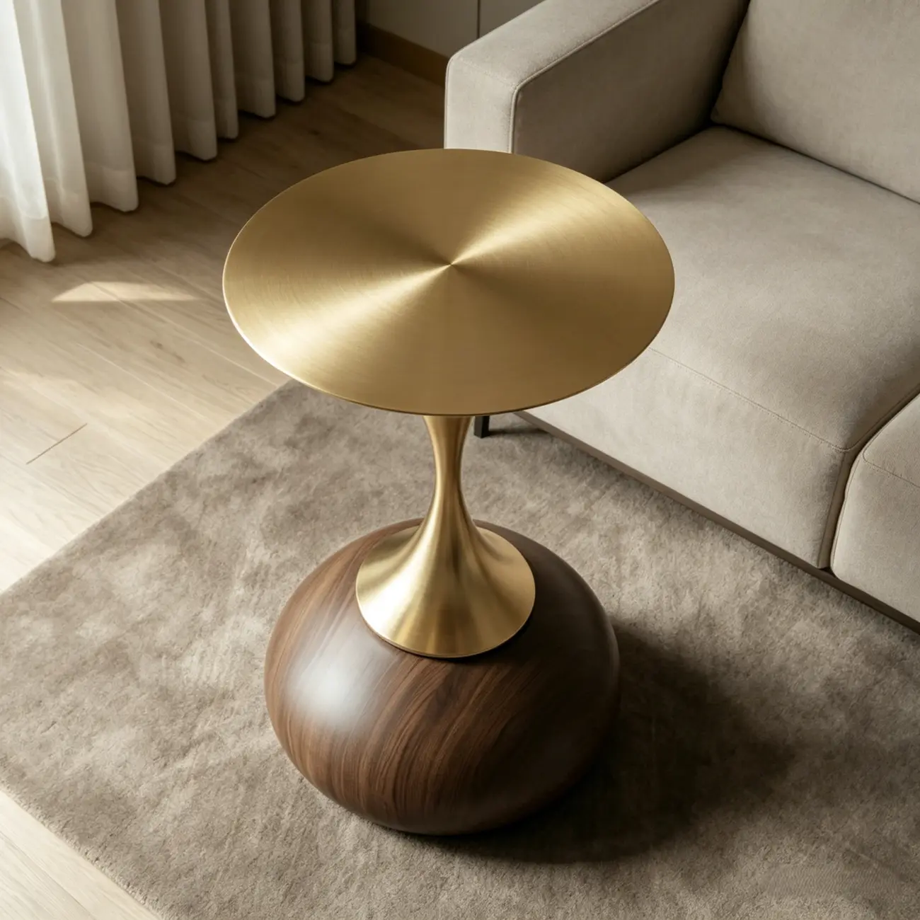 Glam Gold Stone Round Side Table for Living Room Image - 4 | homeyfad