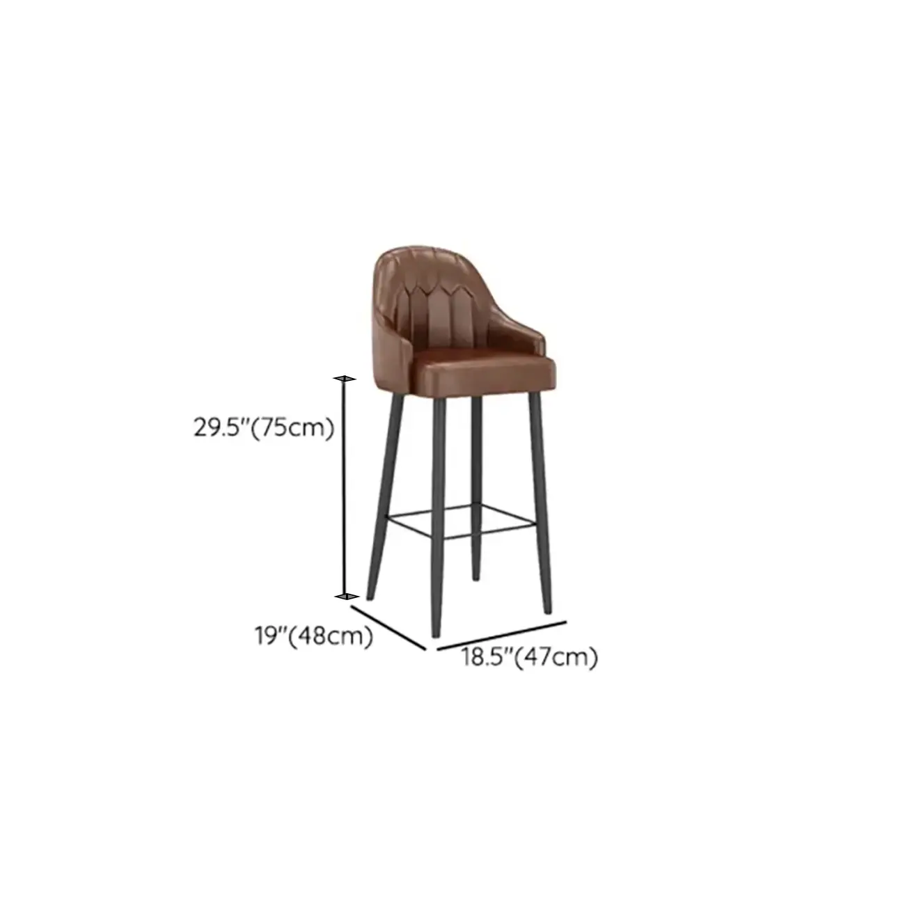 Mid-century Modern Saddle Brown Bucket Upholstered Leather Bar Stools #size | homeyfad
