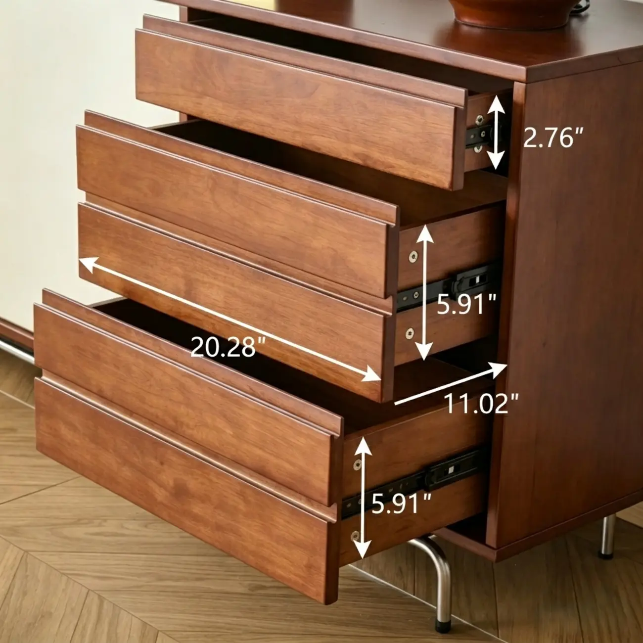 Mid-Century Modern Wood Storage TV Stand with Sliding Doors Image - 9 | homeyfad
