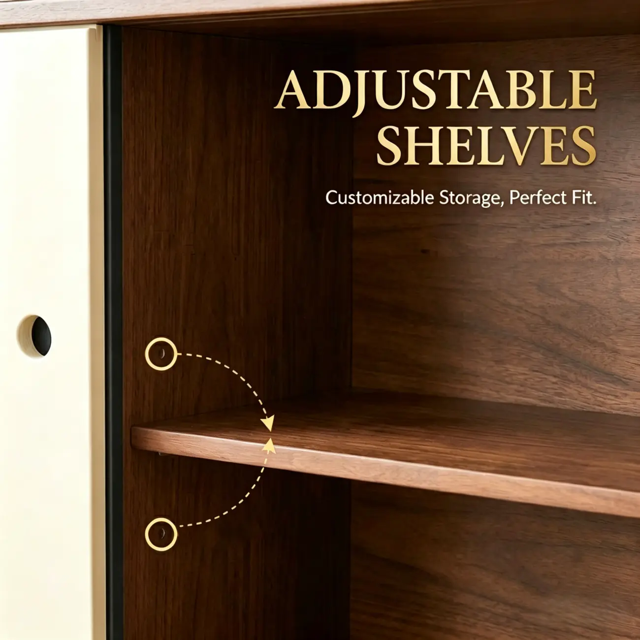 Mid-Century Modern Wood Storage TV Stand with Sliding Doors Image - 10 | homeyfad