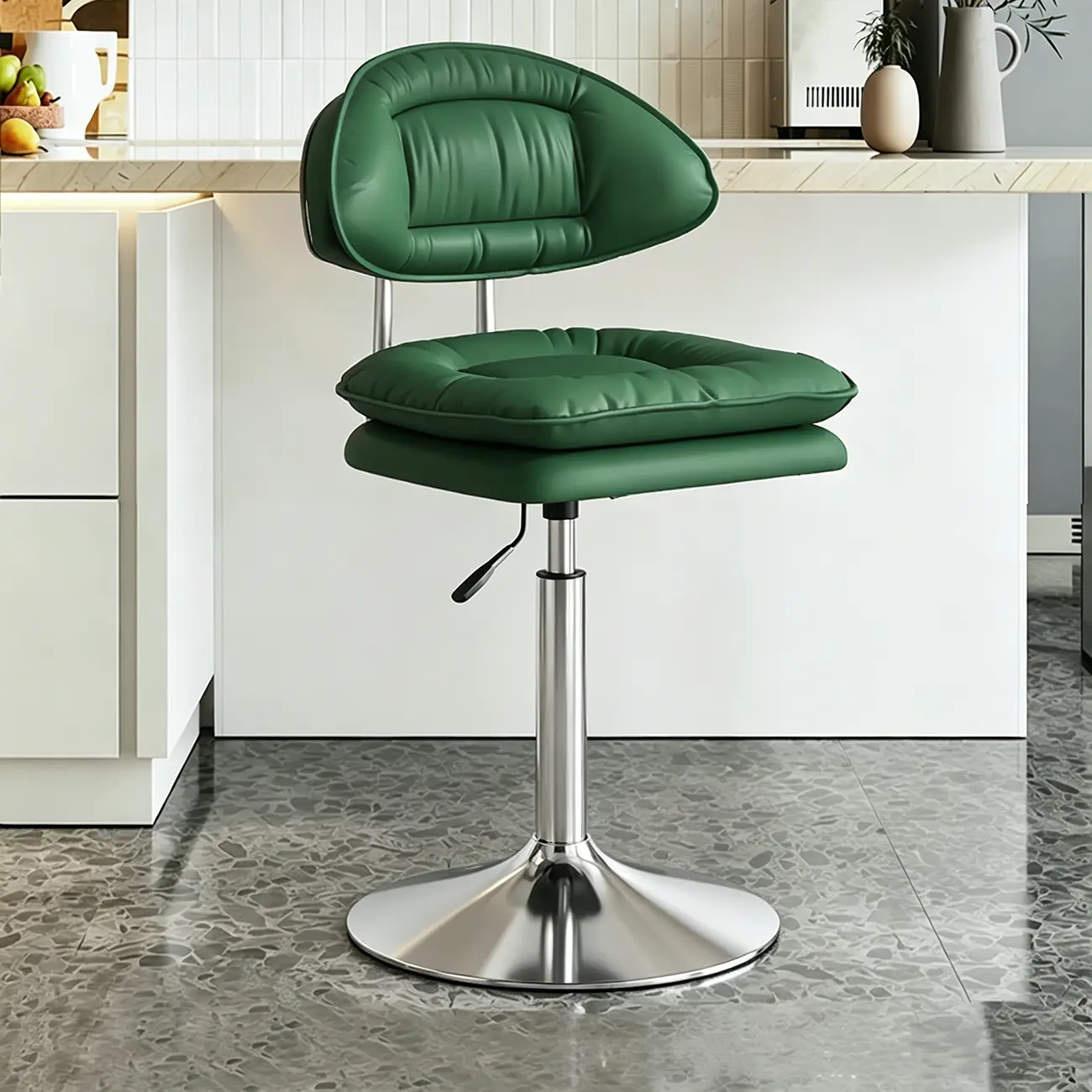 Modern Low Back Bar Chair Adjustable Swivel PU Leather  Image - 17 | homeyfad