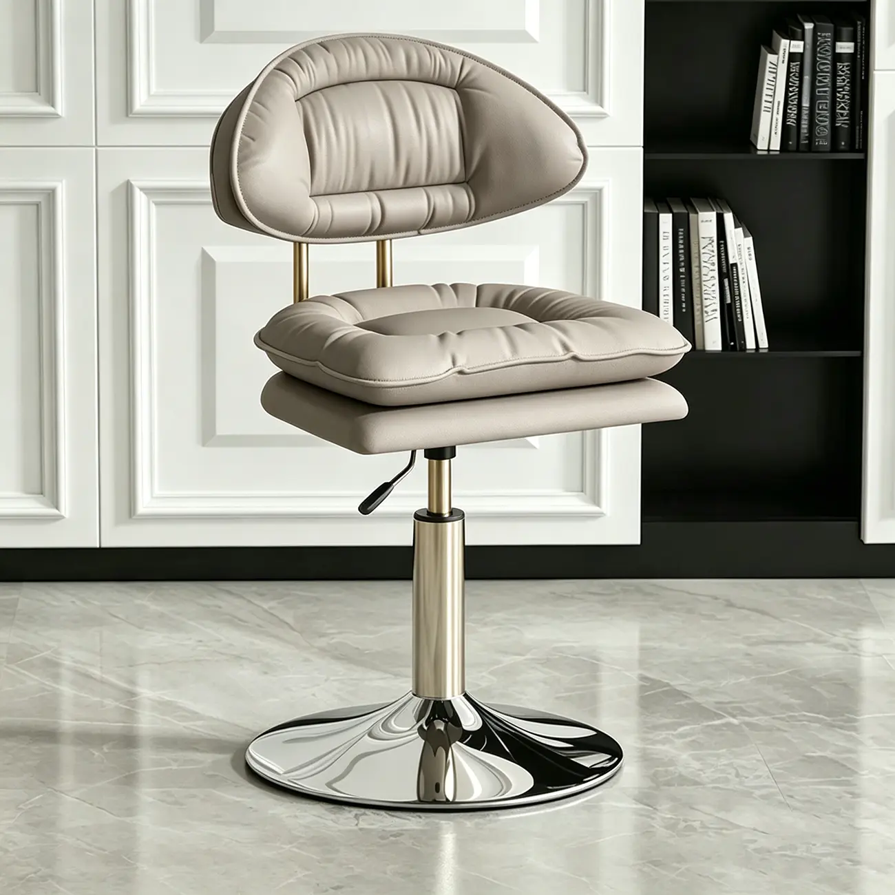 Modern Low Back Bar Chair Adjustable Swivel PU Leather  Image - 9 | homeyfad