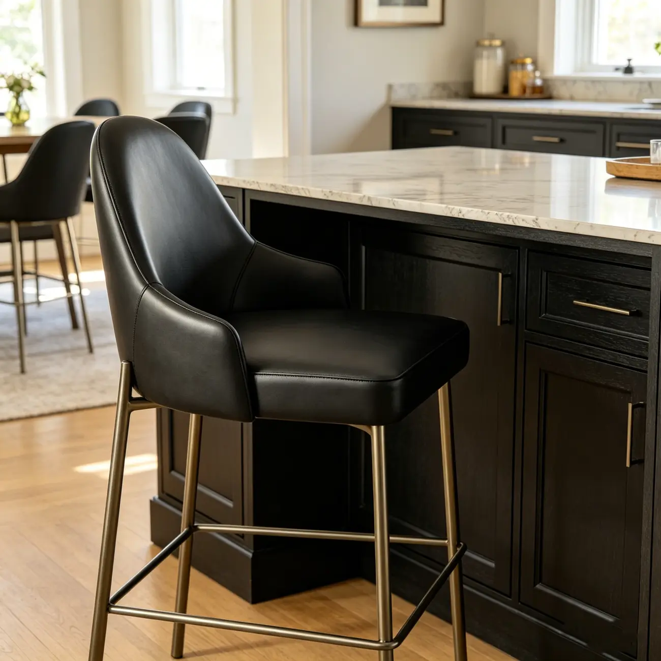 Mid Century Modern Ergonomic Curved Back Counter Stools Metal Frame Image - 20 | homeyfad