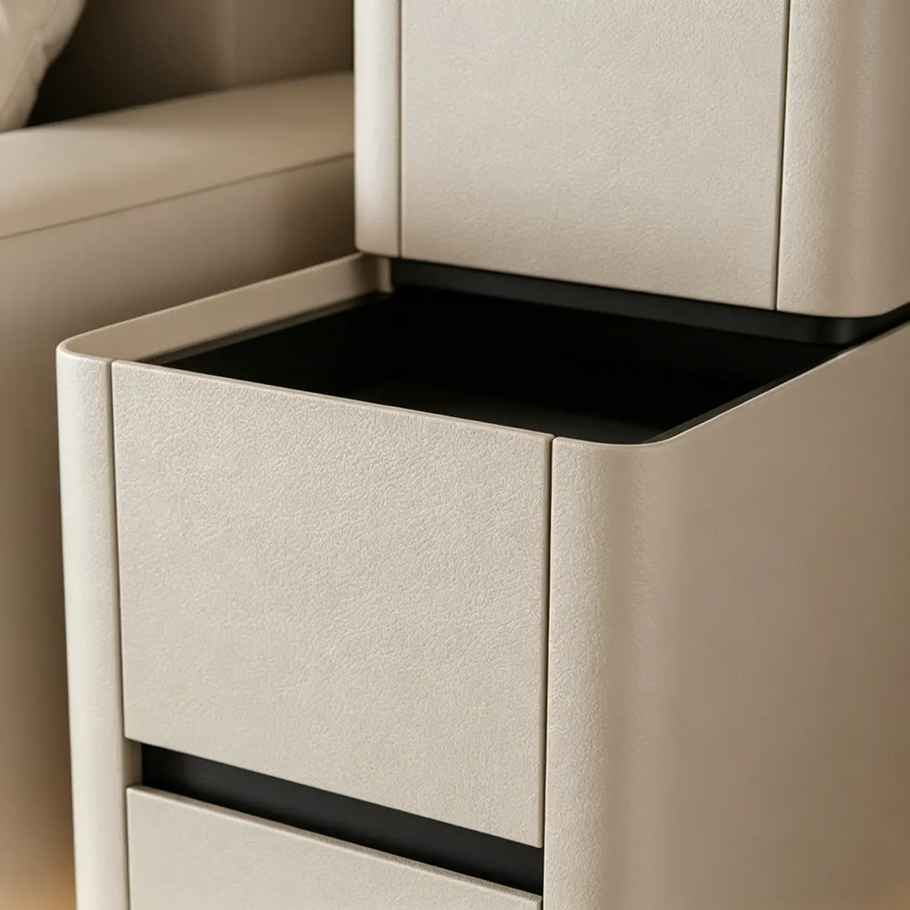 Rectangular 3-drawer Glossy Wood Block Modern Side Table Image - 6 | homeyfad