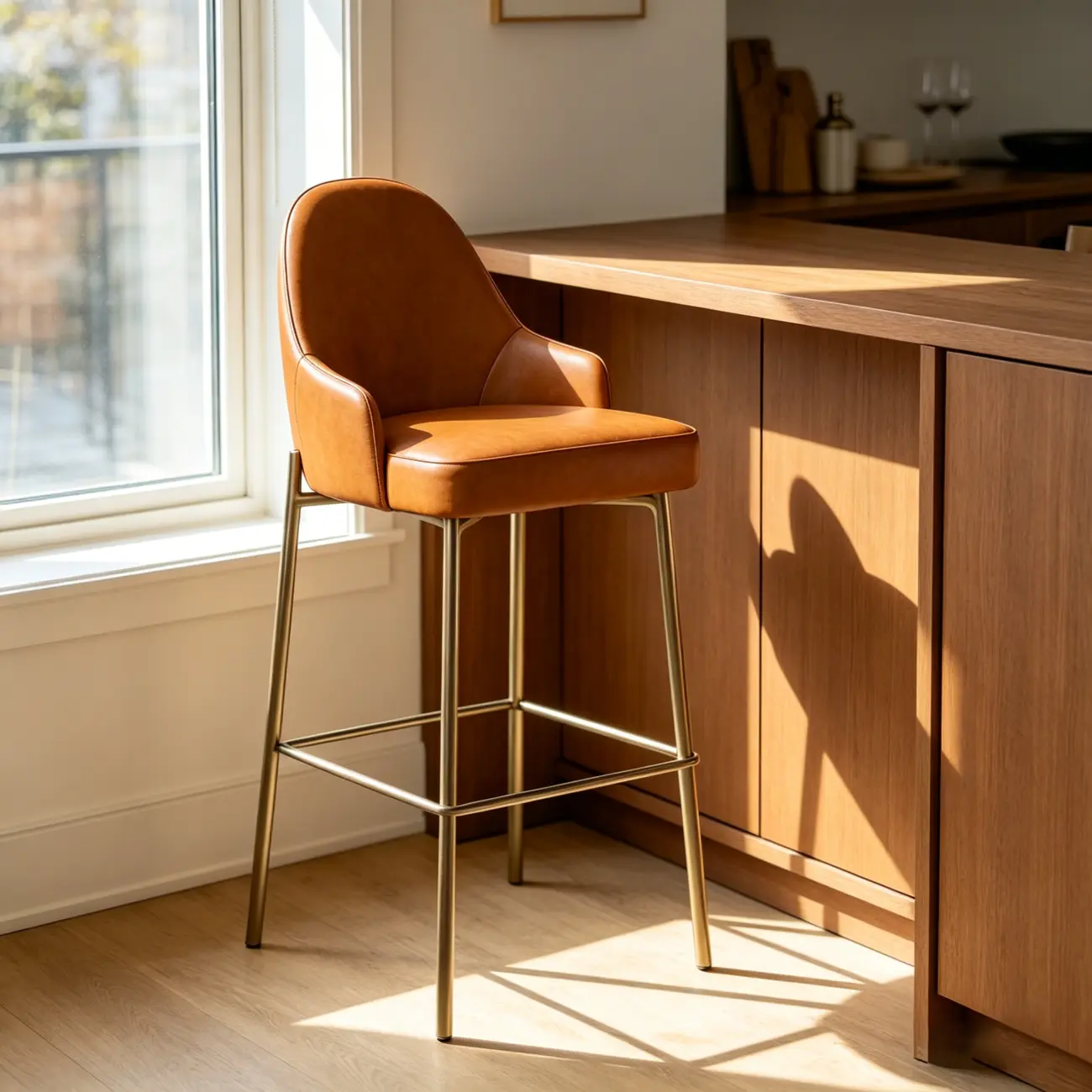 Mid Century Modern Ergonomic Curved Back Counter Stools Metal Frame Image - 5 | homeyfad