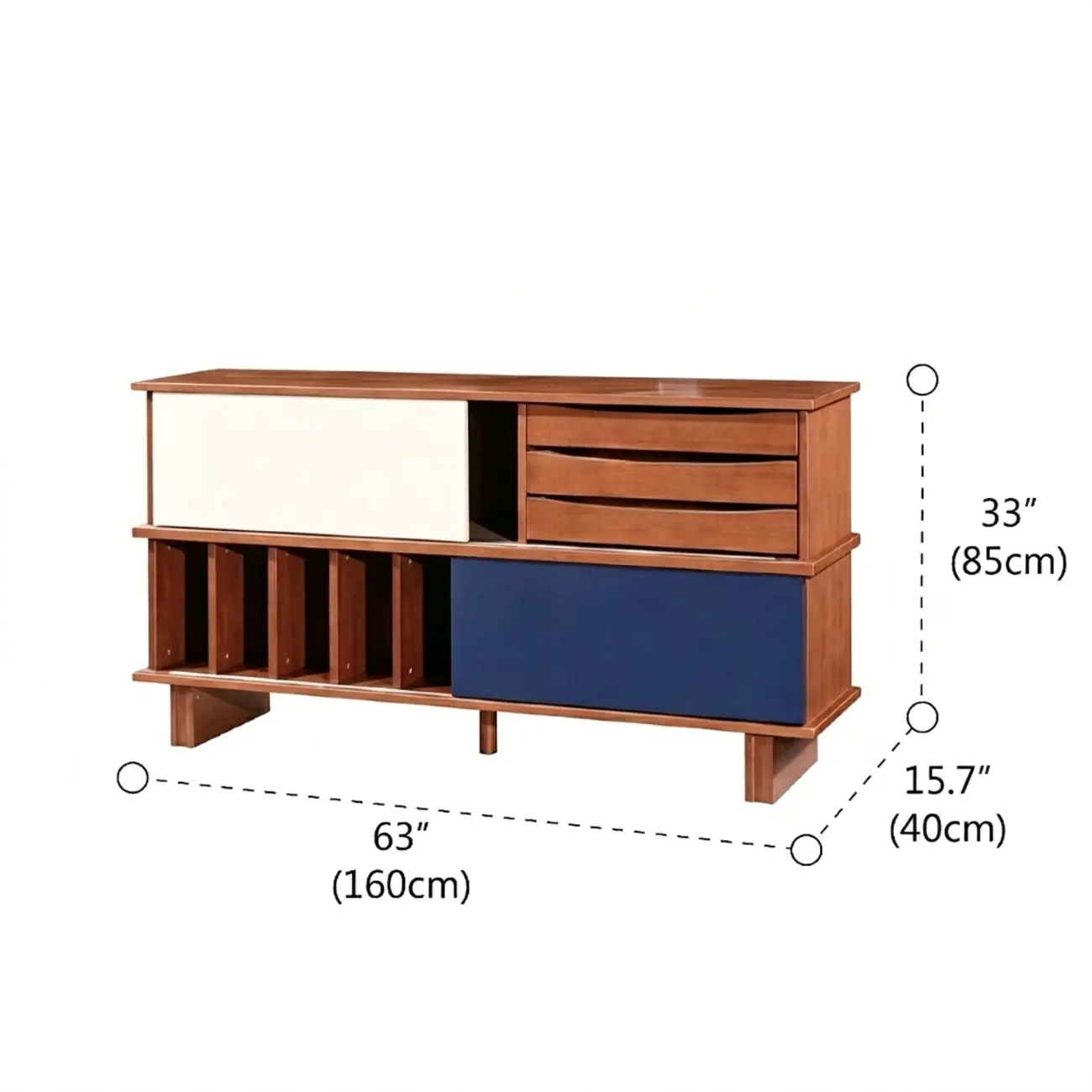 Mid-Century Modern Solid Wood Storage Cabinet with 3 Drawers #size | homeyfad