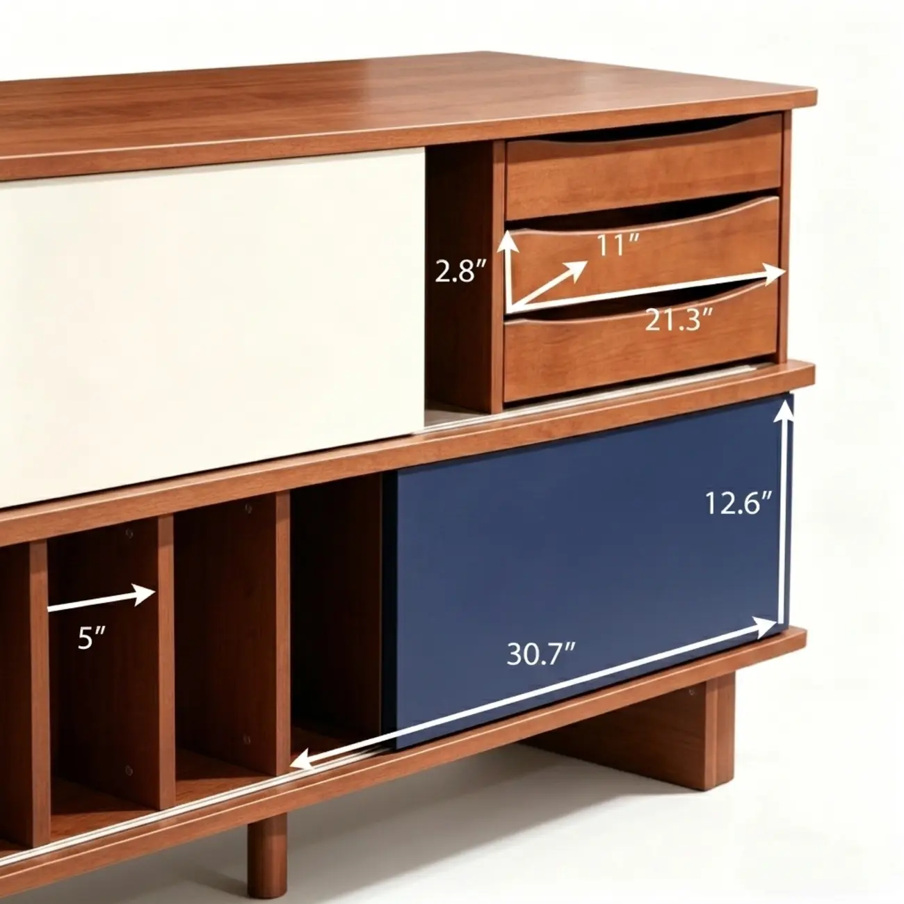 Mid-Century Modern Solid Wood Storage Cabinet with 3 Drawers Image - 8 | homeyfad