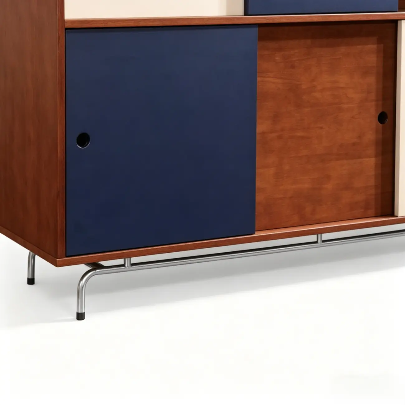 Mid-Century Modern Wood Sideboard with Stone Top and Storage Image - 11 | homeyfad