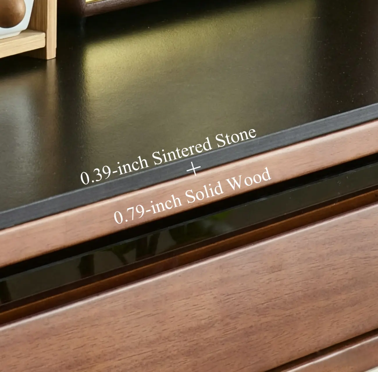 Mid-Century Modern Wood Sideboard with Stone Top and Storage Image - 7 | homeyfad