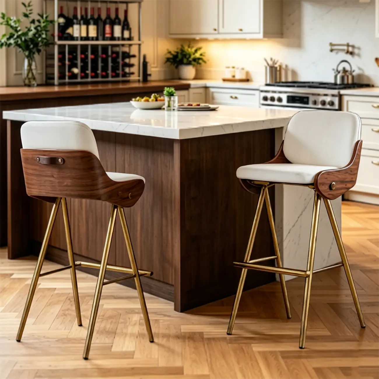 Modern Industrial Curved Back 30" Bar Stool With Footrest Image - 1 | homeyfad