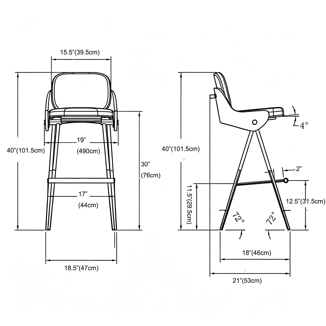 Modern Industrial Curved Back 30" Bar Stool With Footrest #size | homeyfad