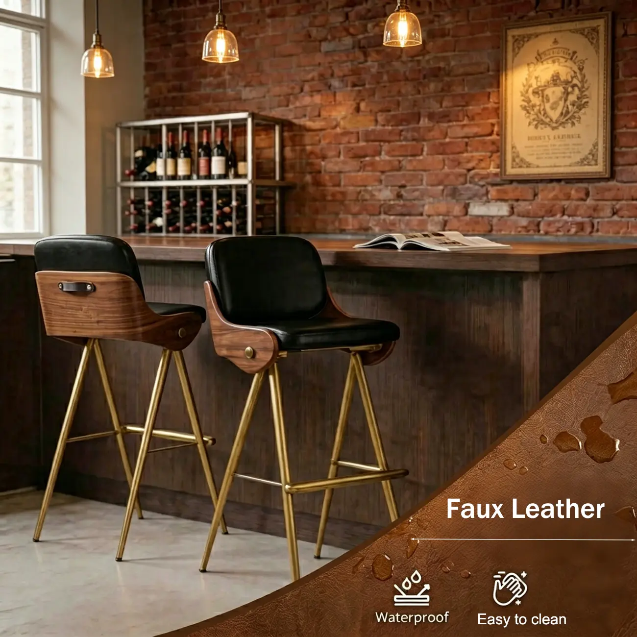 Modern Industrial Curved Back 30" Bar Stool With Footrest Image - 5 | homeyfad