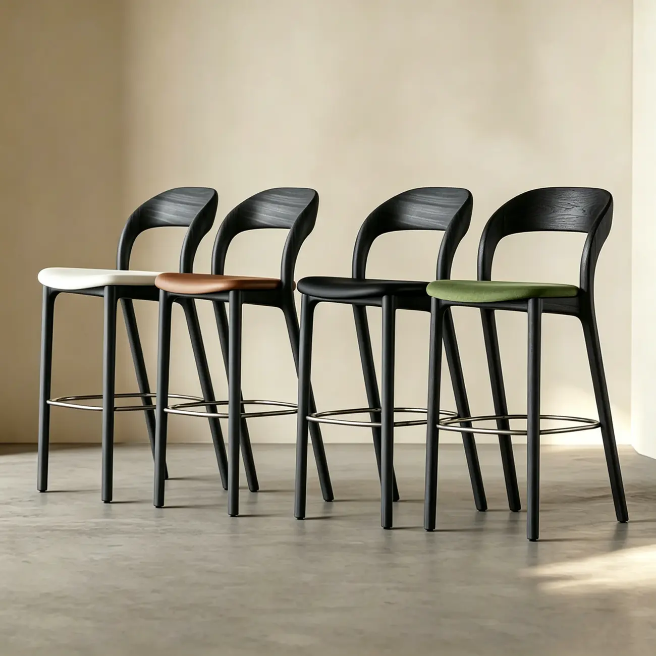 Solid Wood Mid-century Modern Bar Stool With Curved Open-back Image - 15 | homeyfad