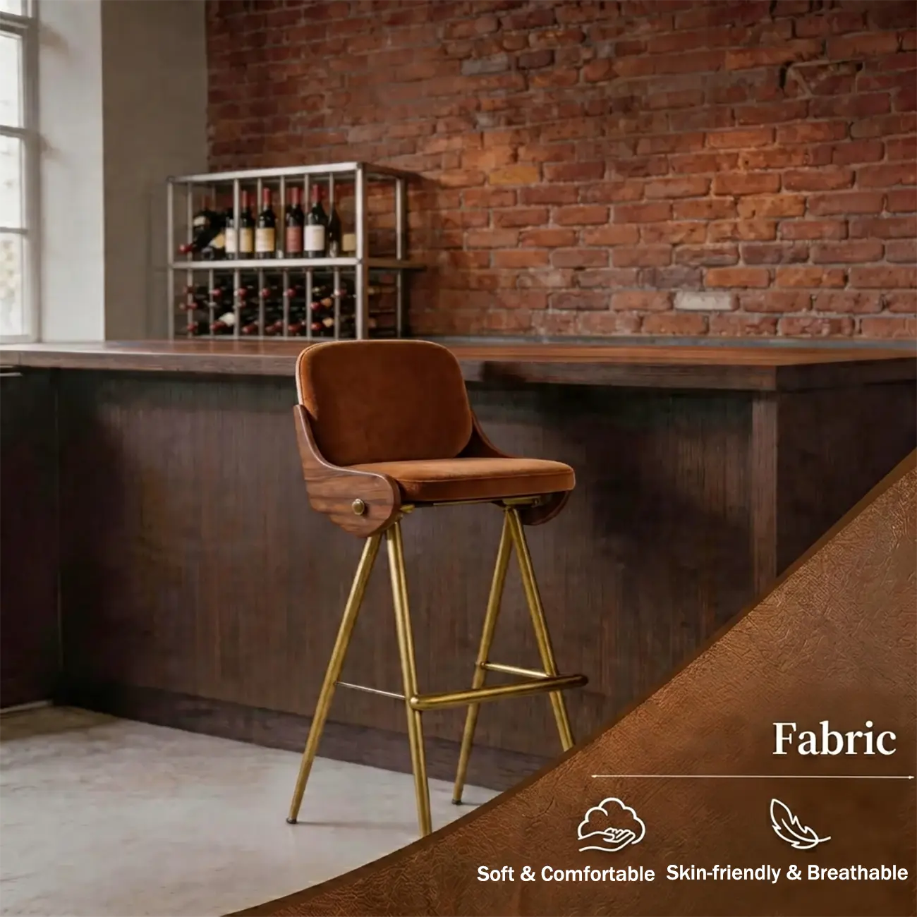 Modern Industrial Curved Back 30" Bar Stool With Footrest Image - 6 | homeyfad