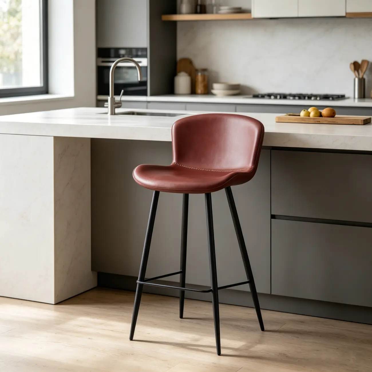Brown Leather Saddle Seat Low Back Bar Stool Image - 11 | homeyfad