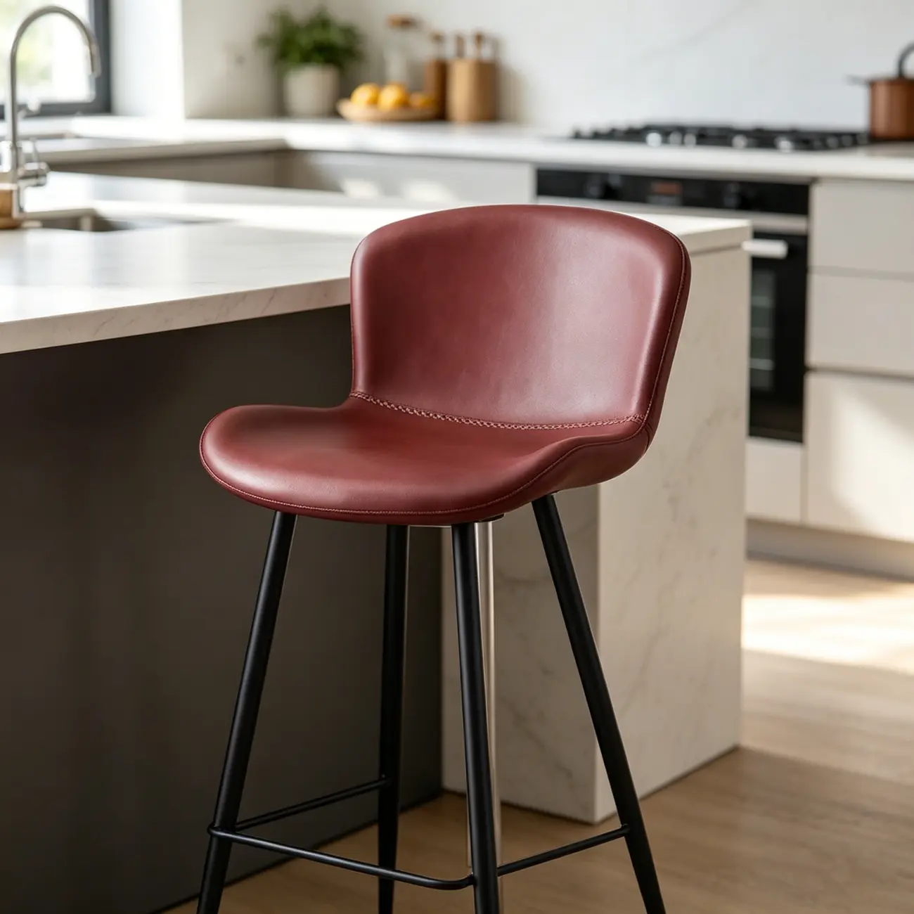 Brown Leather Saddle Seat Low Back Bar Stool Image - 12 | homeyfad