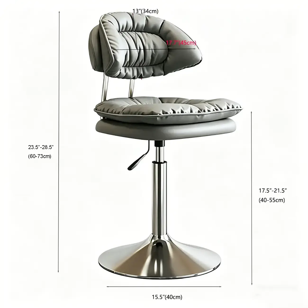 Modern Low Back Bar Chair Adjustable Swivel PU Leather  #size | homeyfad
