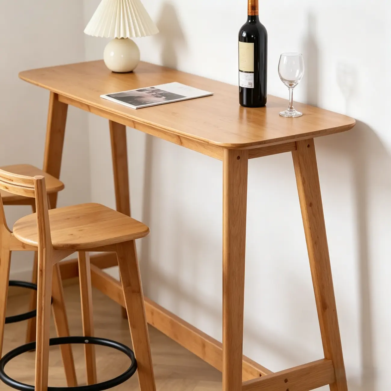 Modern Bamboo Bar Set with Footrest Stools Image - 6 | homeyfad
