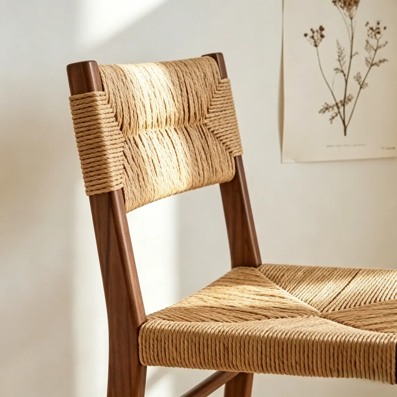 Natural Wood Woven Seat Low Back Bar Stools Image - 9 | homeyfad
