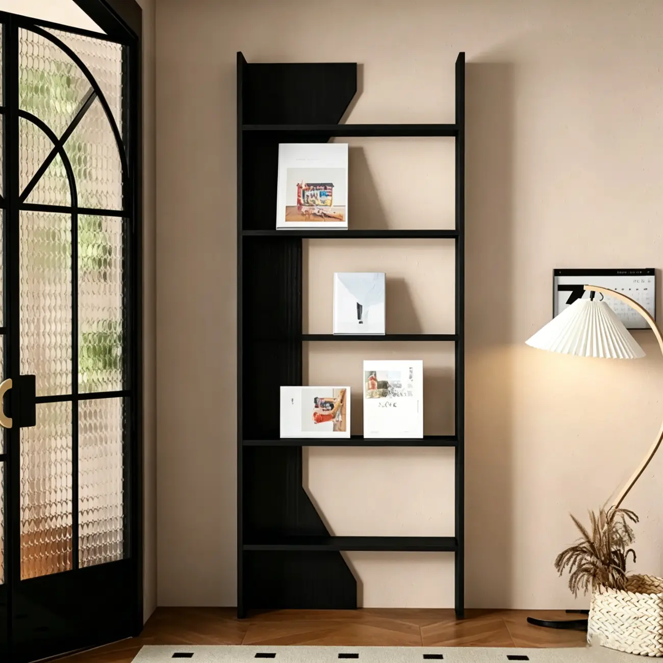Simple Black Wood 5-Shelf Open Rectangle Bookcase Image - 4 | homeyfad