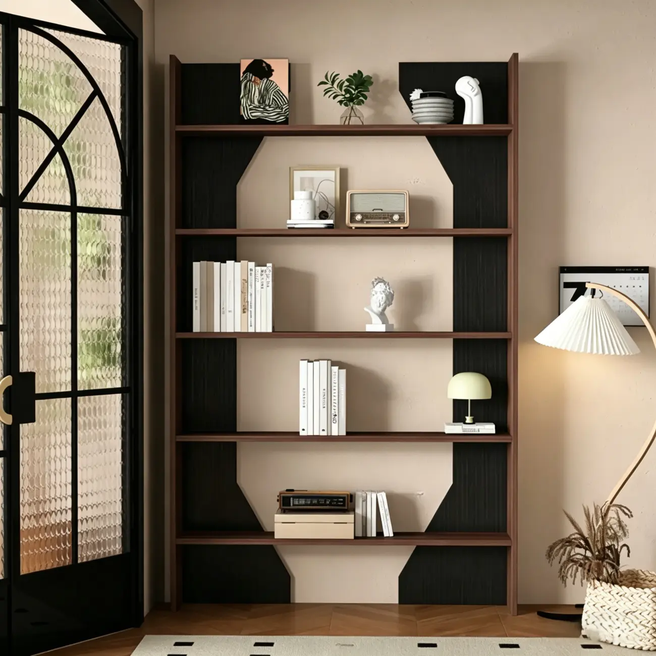 Simple Black Wood 5-Shelf Open Rectangle Bookcase Image - 7 | homeyfad