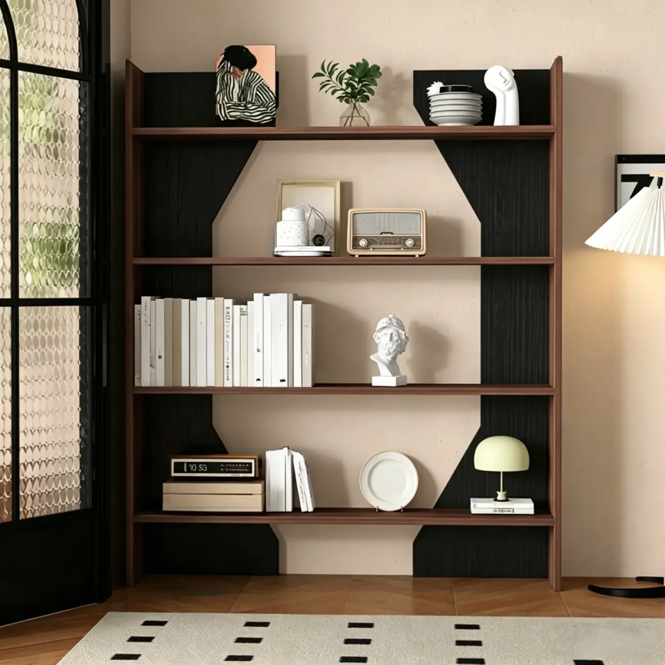 Simple Black Wood 5-Shelf Open Rectangle Bookcase Image - 9 | homeyfad