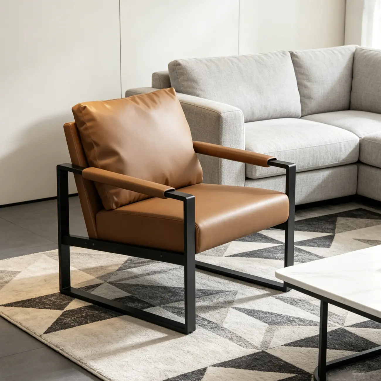 Orange Modern Pillow Back Sled Base Arm Chair Image - 20 | homeyfad