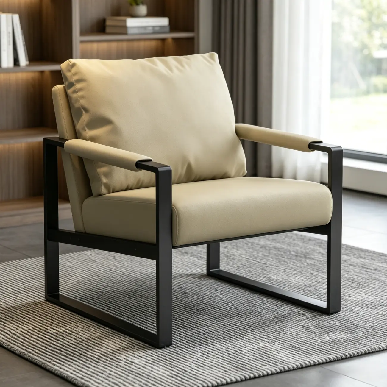Orange Modern Pillow Back Sled Base Arm Chair Image - 22 | homeyfad