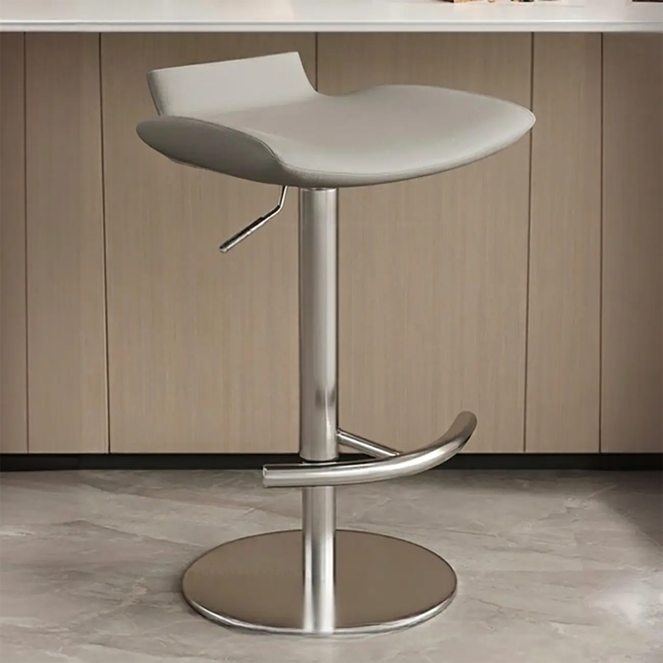 Adjustable Modern Faux Leather Swivel Bar Stools With Footrest Image - 7 | homeyfad