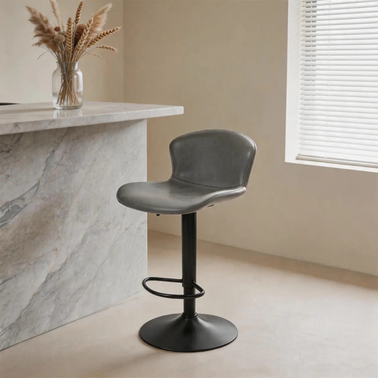 Industrial Waterproof Pu Leather Adjustable Swivel Bar Stool Image - 10 | homeyfad