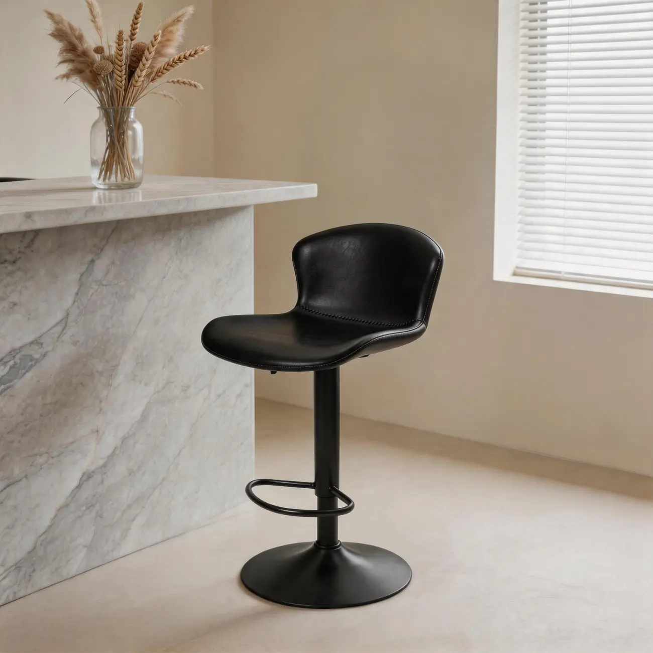 Industrial Waterproof Pu Leather Adjustable Swivel Bar Stool Image - 9 | homeyfad