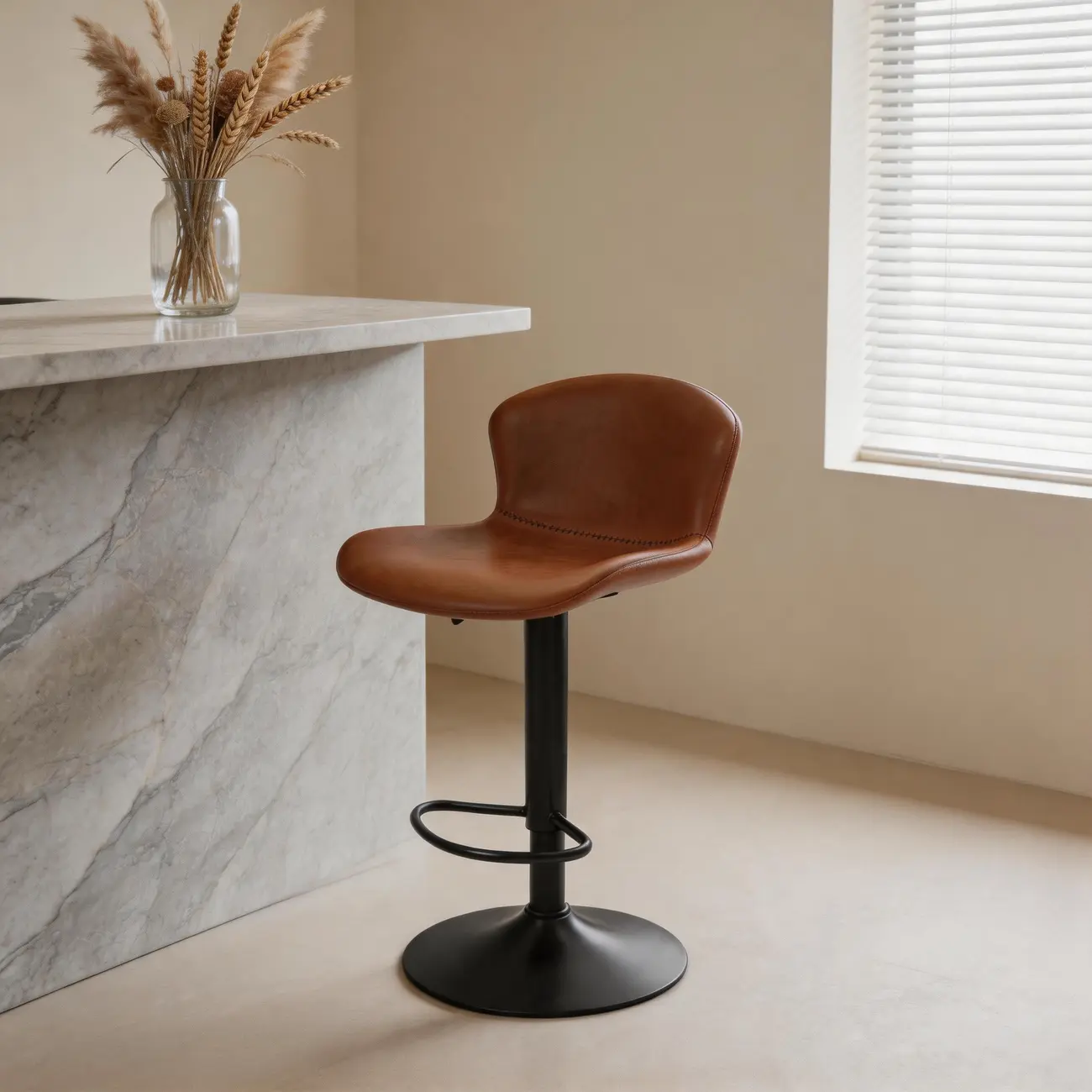 Industrial Waterproof Pu Leather Adjustable Swivel Bar Stool Image - 11 | homeyfad