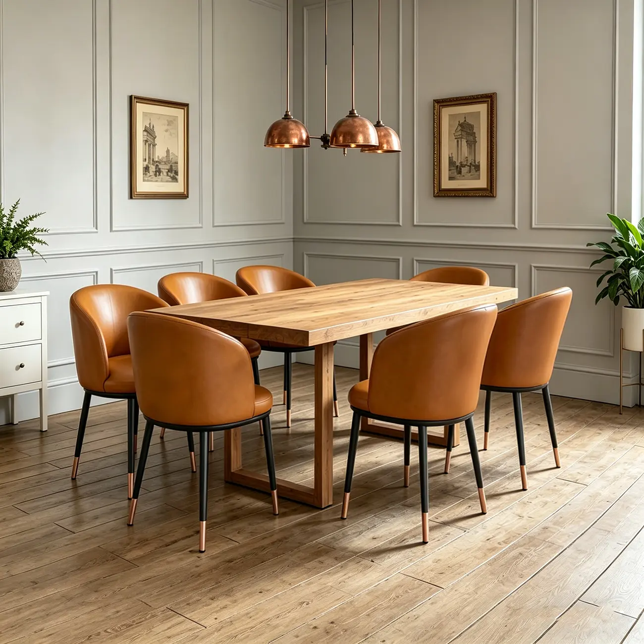 Camel Curved Barrel Back Leather Arm Dining Chair Image - 3 | homeyfad