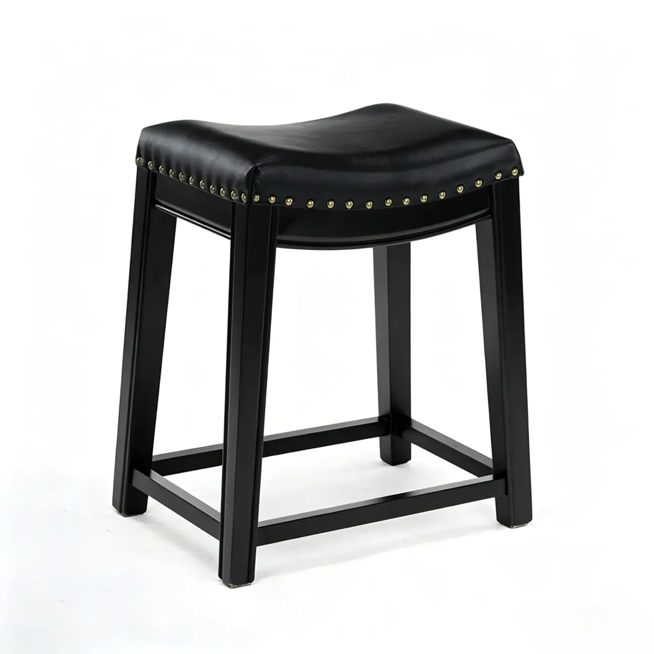 Traditional Saddle Genuine Leather Counter Height Stools Image - 8 | homeyfad