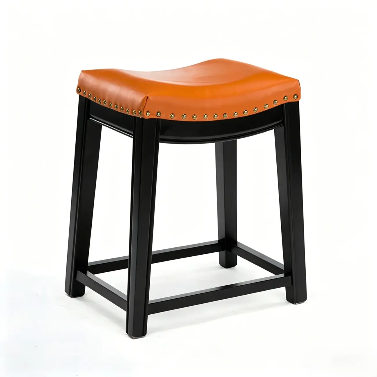 Traditional Saddle Genuine Leather Counter Height Stools Image - 12 | homeyfad