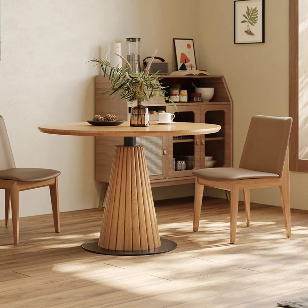 Modern Light Wood Round Dining Table Image - 2 | homeyfad