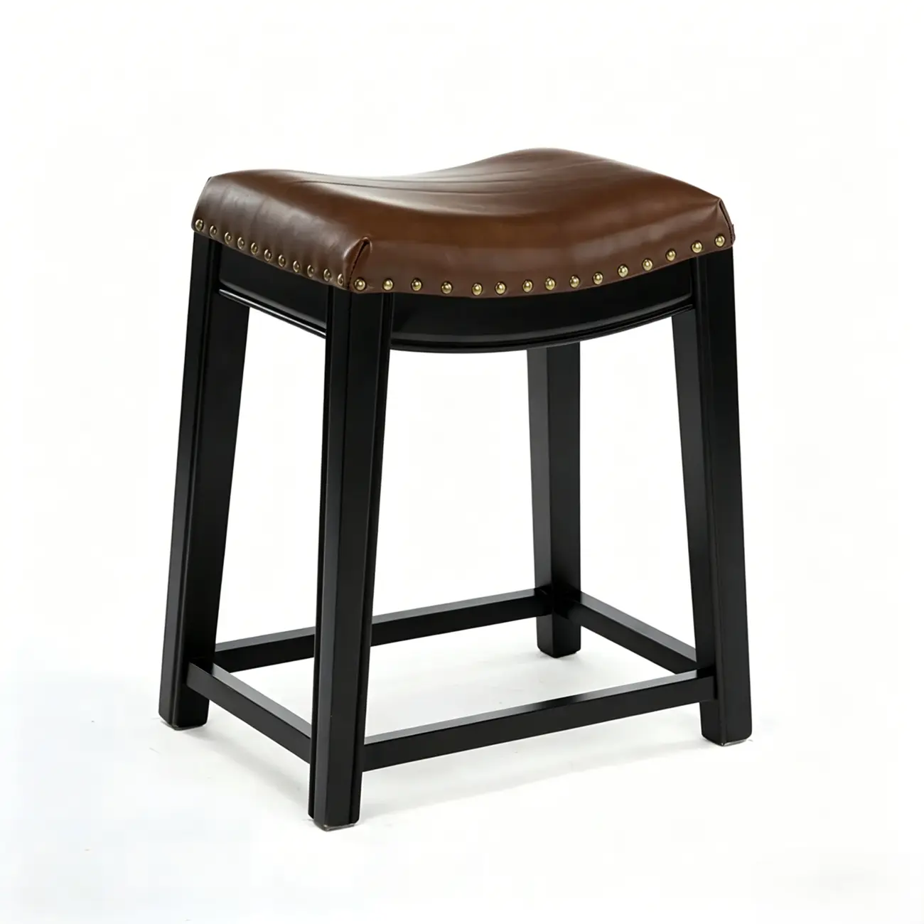 Traditional Saddle Genuine Leather Counter Height Stools Image - 14 | homeyfad