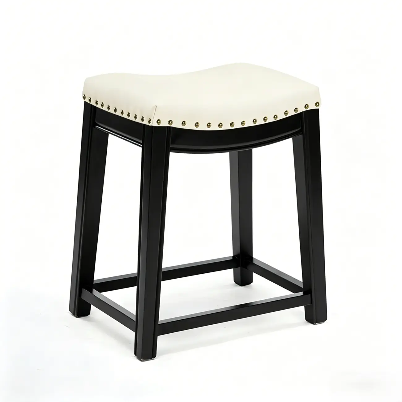 Traditional Saddle Genuine Leather Counter Height Stools Image - 10 | homeyfad