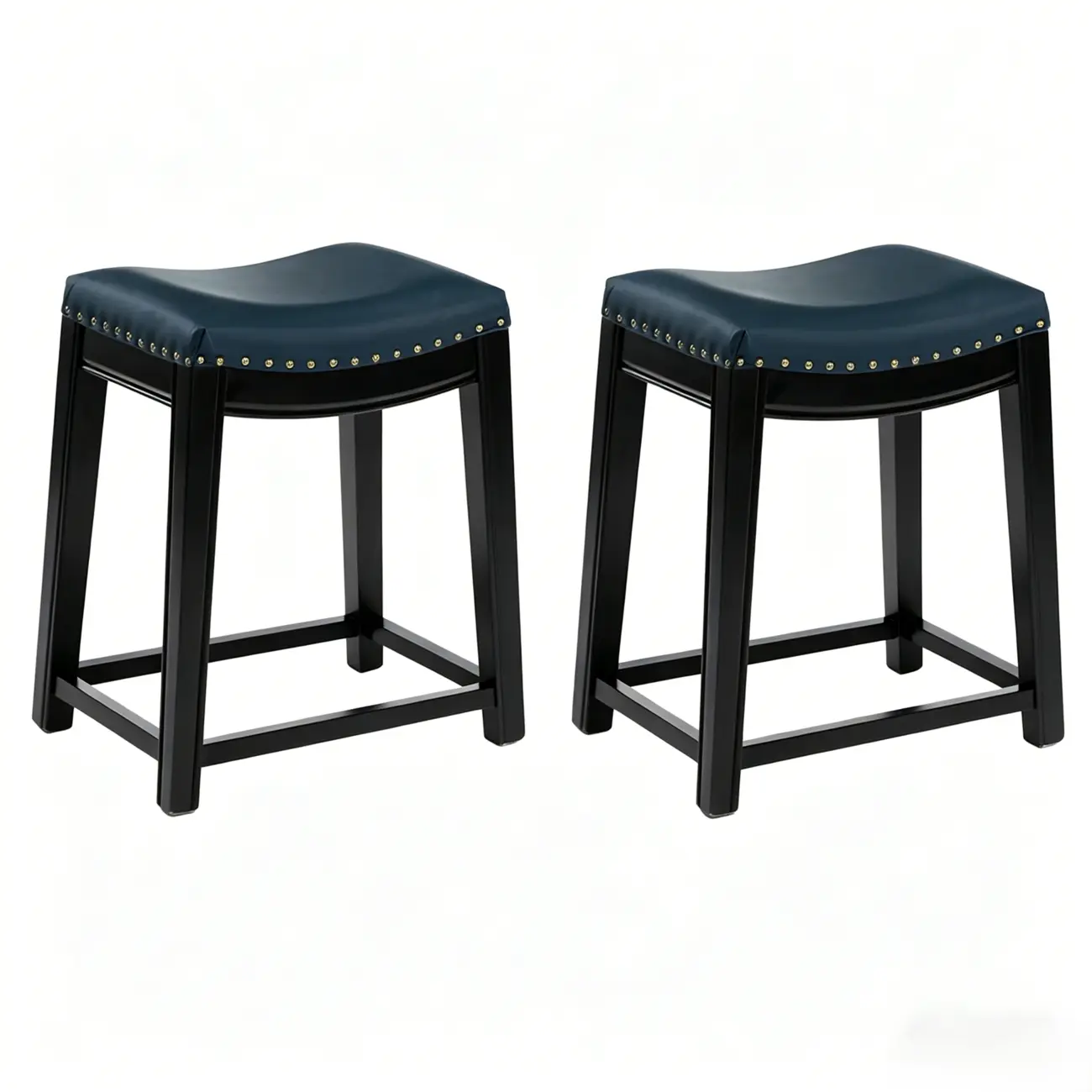 Traditional Saddle Genuine Leather Counter Height Stools Image - 21 | homeyfad